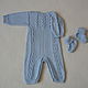 Knitted romper with braids and booties. Overall for children. 4 children-baby. My Livemaster. Фото №5