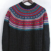 Джемпер, свитер теплый из шерсти с рельефным узором Нежная дымка