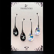 Серебряные серьги Сваровски_Синие серьги с кристаллами Swarovski