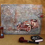 Картины и панно handmade. Livemaster - original item Panel: decorative panel painting loft car VINTAGE CAR. Handmade.
