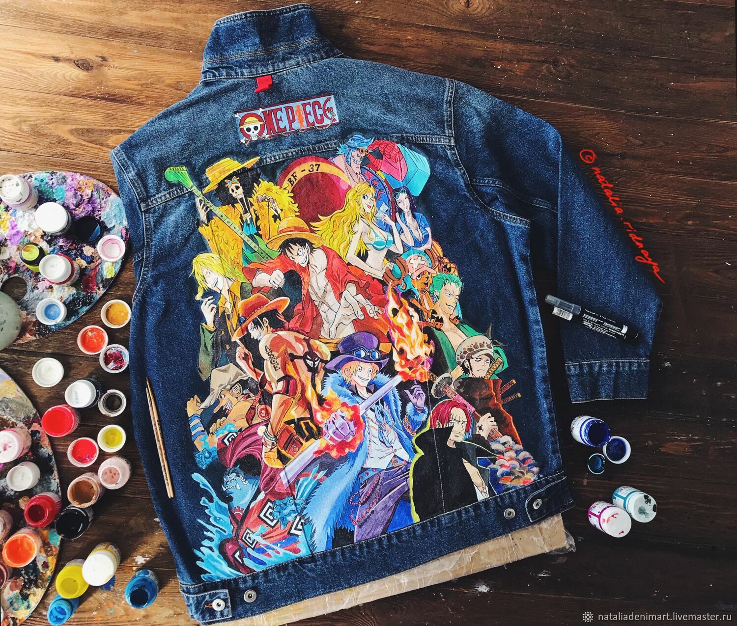 Custom One Piece Anime Men Denim Jacket By Mounir-art - Artistshot