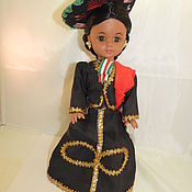 Antique German doll, bisque head and neck ,in display cab