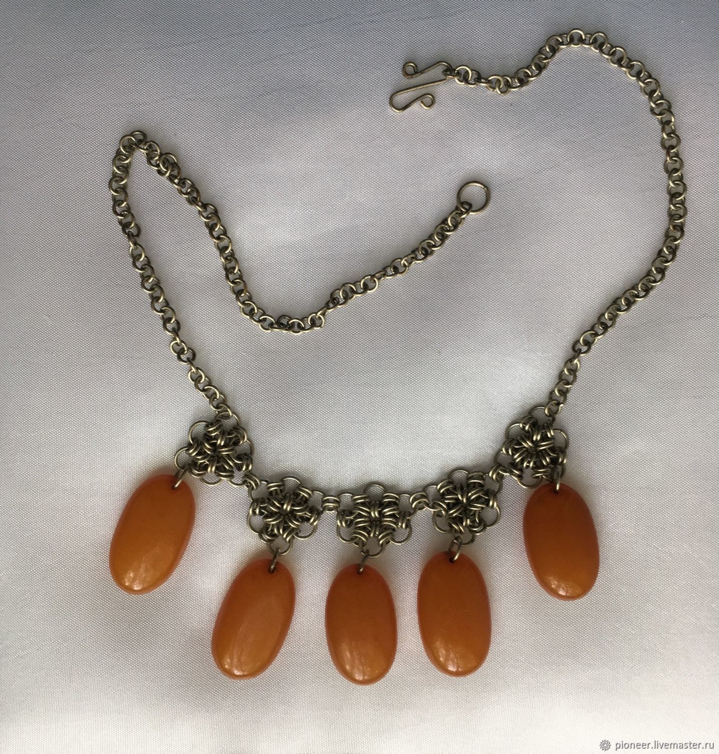 Sterling Silver Baltic Amber Large Chunky Bead Necklace / Chain