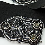 Аксессуары handmade. Livemaster - original item Belt Wide elastic band embroidered black silver belt on the dress. Handmade.