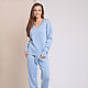 Order Women's blue suit with trousers. SHAPAR - knitting clothes. Livemaster. . Suits Фото №3