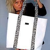 Сумки и аксессуары handmade. Livemaster - original item Shopper bag white zebra made of genuine leather. Handmade.