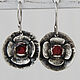 Silver earrings in boho style with garnets. Earrings. etnoart. Online shopping on My Livemaster.  Фото №2