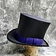 Black satin top hat ' Blue ribbon'. Cylinder. Felt Hats Shop. My Livemaster. Фото №4