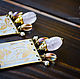 Brass boho earrings 'Romantic Pansies' with rose quartz. Earrings. Strangell Jewelry. My Livemaster. Фото №4