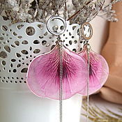 Украшения handmade. Livemaster - original item Earrings with Real Geranium Petals Delicate Pink Rhodium. Handmade.