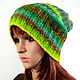 Knitted hat-sock with transverse stripes with a lapel of wool. Caps. UrbanStyleKnit (usknits). My Livemaster. Фото №4