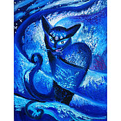 Картины и панно handmade. Livemaster - original item Painting black cat 