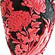 Vintage vase red Chinese carved lacquer, Vintage interior, Prague,  Фото №1