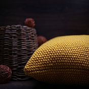Для дома и интерьера ручной работы. Ярмарка Мастеров - ручная работа Желтая вязаная напольная подушка Мягкий пол. Handmade.