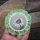 Order Linen brooch with hand-painted Chamomile. Natali Migurskaya. Livemaster. . Brooches Фото №3