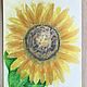 Order Watercolor painting with a sunflower flower ' Sun ' 297h420 mm. chuvstvo-pozitiva. Livemaster. . Pictures Фото №3