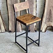 Для дома и интерьера handmade. Livemaster - original item Loft-style bar stool with a seat made of elm slab. Handmade.