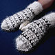 Women's knitted mittens White and black, Mittens, Klin,  Фото №1