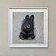 Картина маслом Черный кролик, 15 на 15 см. Картины. Художественный магазин Финик. Ярмарка Мастеров.  Фото №6