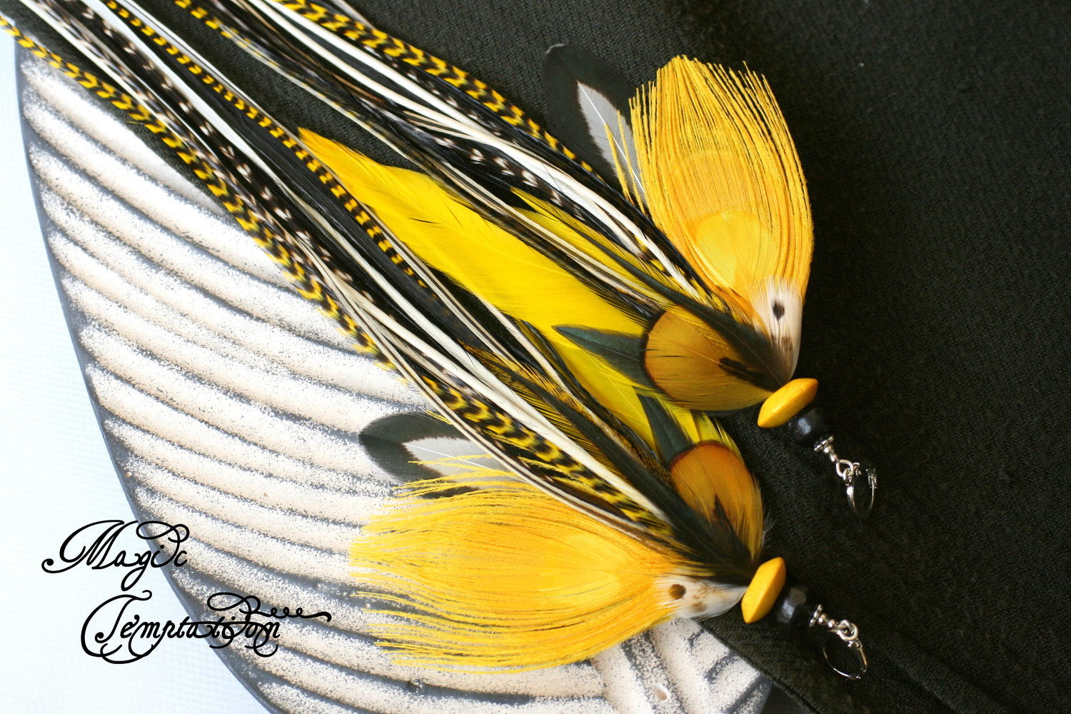 Yellow clearance feather earrings