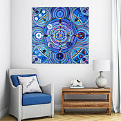 Картины и панно handmade. Livemaster - original item Blue Blue painting Cosmos. Abstraction of rhinestones crystals. Handmade.