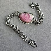 Серьги Pink veil  (серебро, рубин, опал, голдфилд)