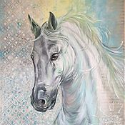 Картины и панно handmade. Livemaster - original item Oil painting with a horse. Painting with a white horse.. Handmade.