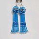 Blue long beaded tassel earrings, Tassel earrings, Kireevsk,  Фото №1