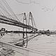 Painting black and white graphics A4 cable-stayed bridge in St. Petersburg drawing Rybatskoe. Pictures. paintmart (oikos). My Livemaster. Фото №4