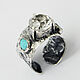 Silver ring with topaz turquoise and garnet, Rings, Tomsk,  Фото №1