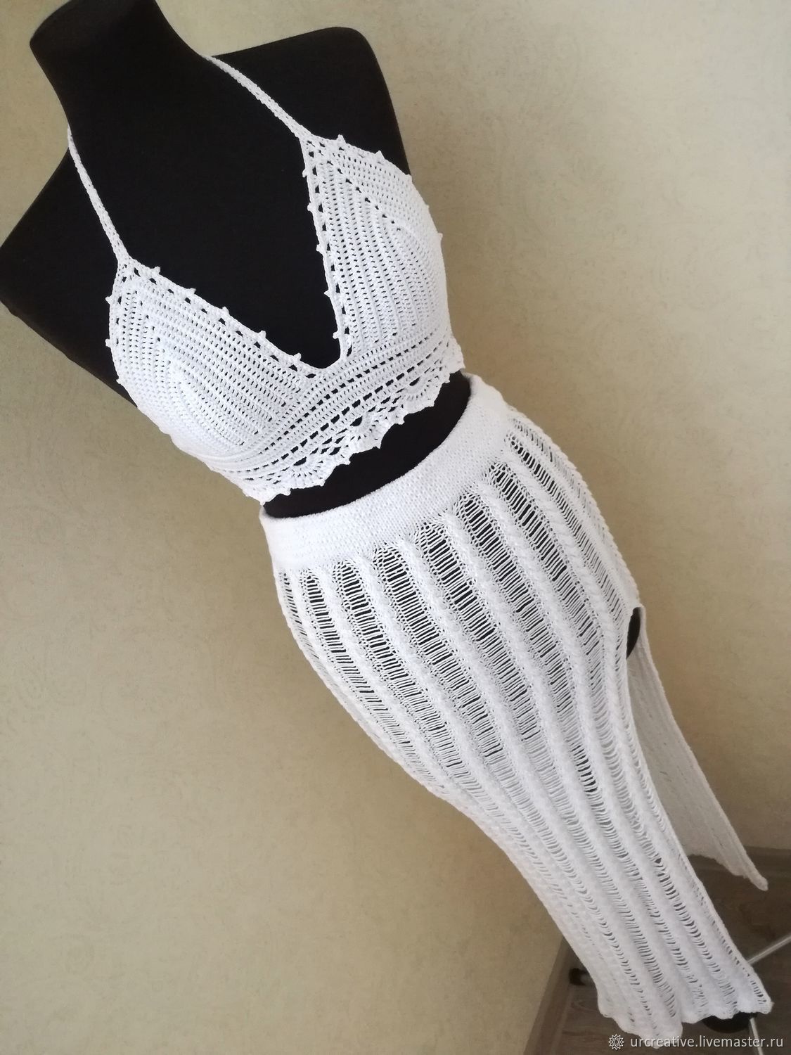 Длинная вязанная юбка спицами, схемы вязания.