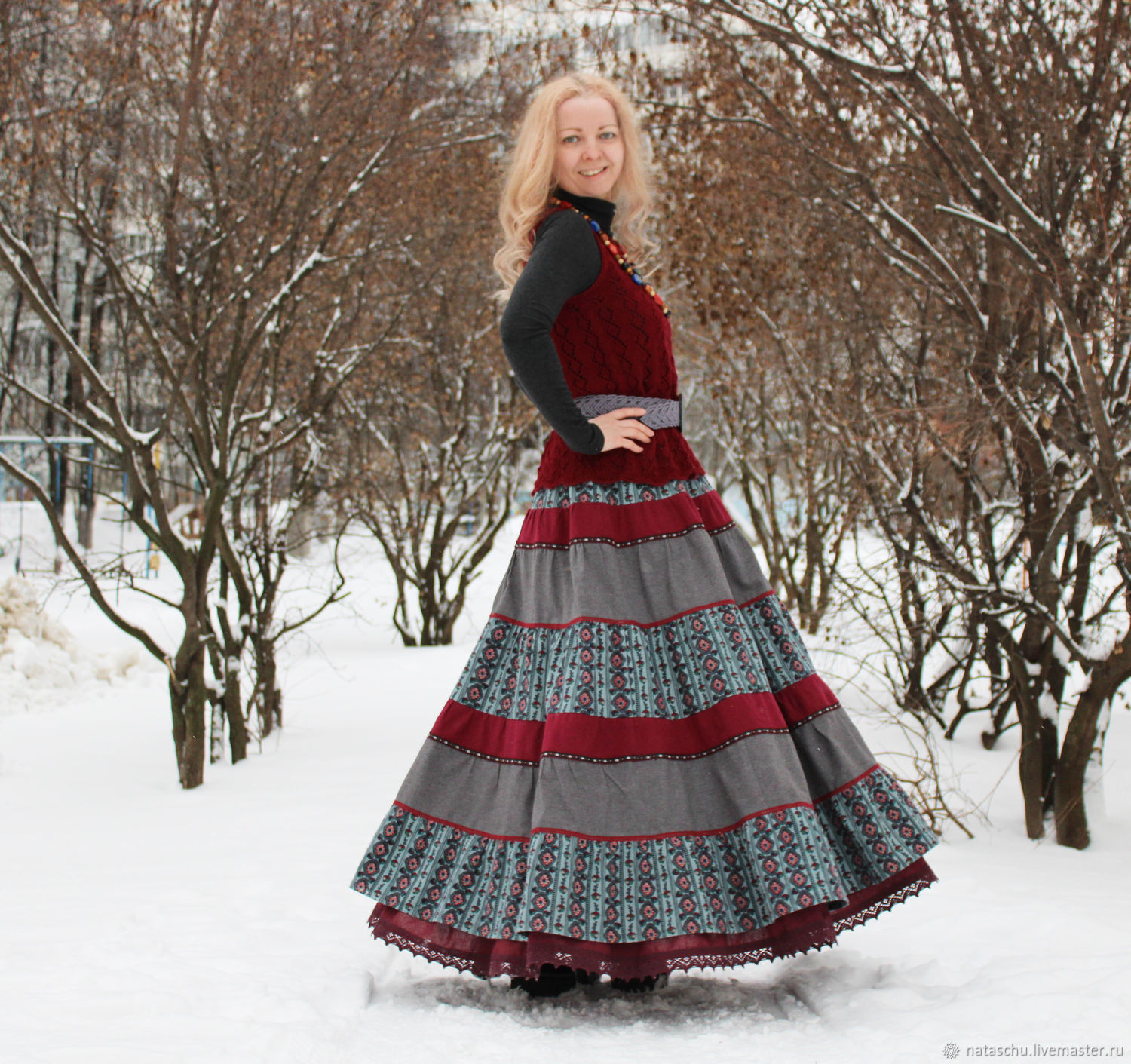 Купить зимние юбки миди в стиле бохо