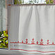 shower curtain with embroidery, linen shower curtain, strojeva embroidery, white linen, openwork decoration, window decoration, Russian style, Slavic style, beautiful window Eco house
