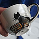 Кошка смотрит в окно - чайная пара (0894). Чайные пары. RognedaCraft (Власова Юлия). Интернет-магазин Ярмарка Мастеров.  Фото №2