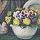 Oil painting. Pansy. rustic motif, Pictures, Zhukovsky,  Фото №1