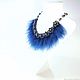 Order Blue Swan necklace Natural pearls leather and feathers. ms. Decorator. Livemaster. . Necklace Фото №3