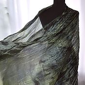 Аксессуары handmade. Livemaster - original item Scarf women`s silk gray green stole wide long. Handmade.
