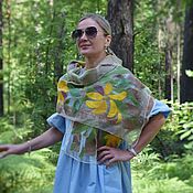Аксессуары handmade. Livemaster - original item Felted women`s scarf.Stained glass felted scarf stole made of wool and silk. Handmade.