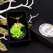 Украшения handmade. Livemaster - original item Pendant on a chain with handmade succulents 6h3cm. Handmade.