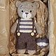 Мишка вязаный в костюме. Амигуруми куклы и игрушки. KNIT Tandem. Интернет-магазин Ярмарка Мастеров.  Фото №2