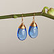 Large blue drop earrings in gold or silver. Earrings. Aliento-jewerly (alientojewelry). My Livemaster. Фото №4