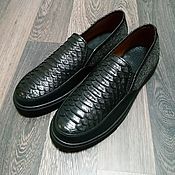 Обувь ручной работы handmade. Livemaster - original item Men`s slip-ons made of Python, tweed and genuine leather.. Handmade.