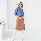 Одежда handmade. Livemaster - original item Beige a-line skirt made of cotton corduroy Camel, corduroy skirt. Handmade.