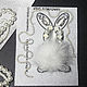 A set for a brooch with cubic zirconia White bunny with a master class. Embroidery kits. agraf. My Livemaster. Фото №5