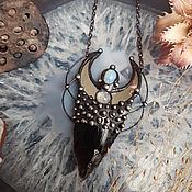Украшения handmade. Livemaster - original item Wolf Moon Pendant with Moonstone and Opalite (p-011-07). Handmade.