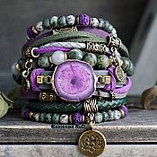 Украшения handmade. Livemaster - original item Bracelet made of leather and stones 