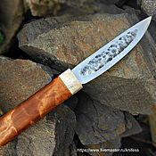 Нож "Якут" c рукоятью из капа клена и больстером (охотнику рыбаку)