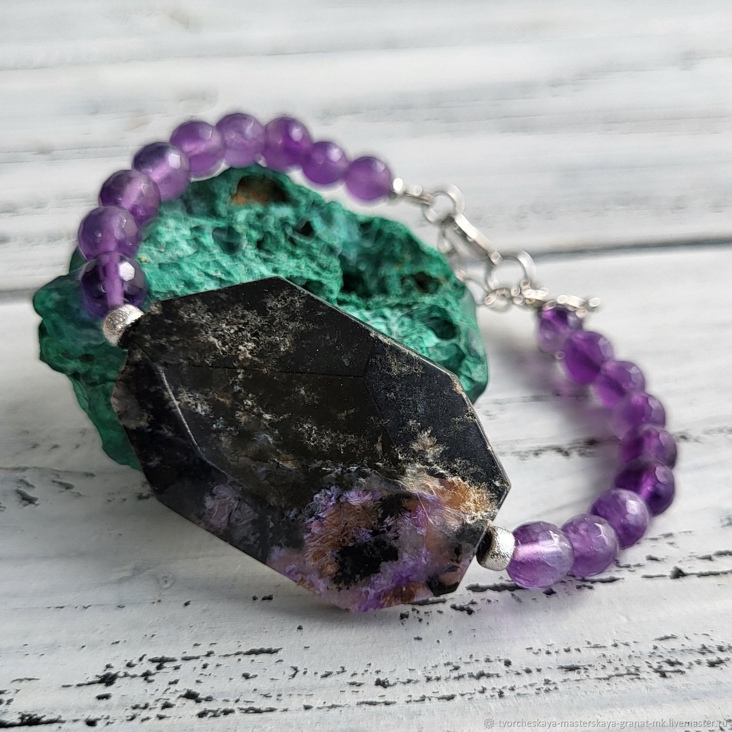 Комплект украшений из чароита аметиста натуральных камней в интернет ...