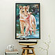 Lioness mom and baby, oil painting on canvas,40h60cm, Pictures, St. Petersburg,  Фото №1