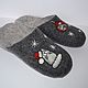 Заказать Валяные  тапочки-шлепки "Новогодние". FeltedClouds (svetlana-om). Ярмарка Мастеров. . Тапочки Фото №3